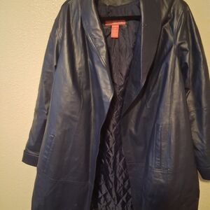 Woman Within Navy Leather Jacket